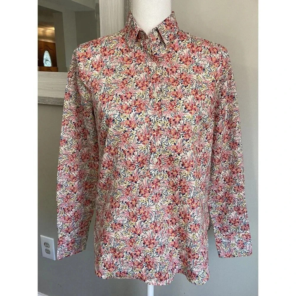 J.Crew Shirt Blouse Popover Liberty Fabric Pink Blue Floral Size 2